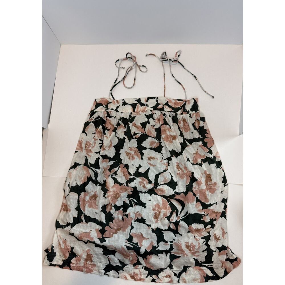 Abercrombie & Fitch Women's Green & Pink Floral Sundress MP Linen Blend Boho Y2K